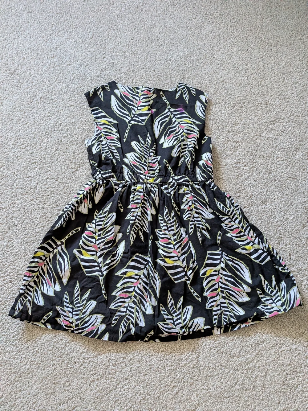 Gymboree Black Tropical Leaf Dress with Pink and Yellow Accents